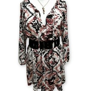 Keyhole tie front dress Glam Aztec Print Medium